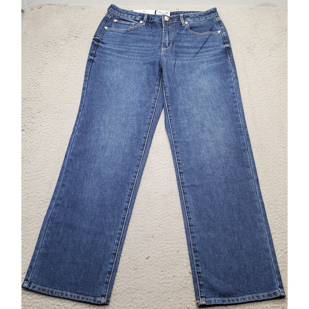 Seven7 Jeans Womens 4 Blue Denim Fitted Waist Loose Straight High Rise MY10341DE